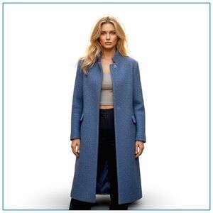 Carlisle Vintage Mohair-Blend Trench Coat. Cobalt Blue. Size 4